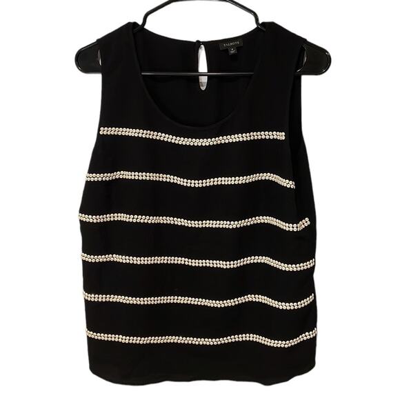 Talbots beaded striped blouse black size 8 - Picture 1 of 7